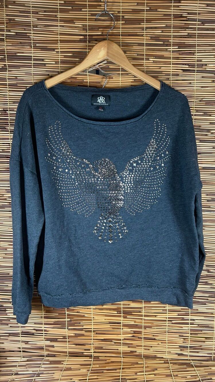 Rock & Republic XL  Metal Stud Eagle Sweatshirt